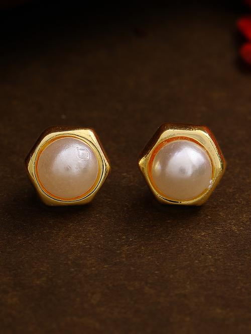 gold metal studs earring - 17327910 - Standard Image - 0