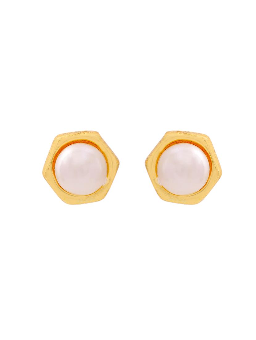 gold metal studs earring - 17327910 - Standard Image - 3