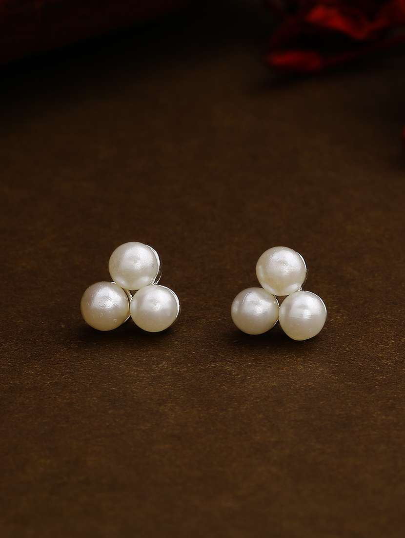 white metal studs earring