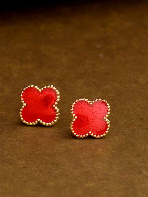 red metal studs earring - 17327922 - Standard Image - 0