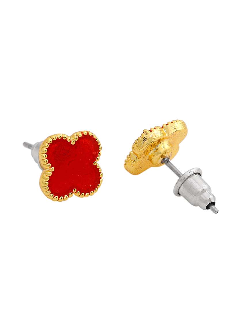 red metal studs earring - 17327922 - Standard Image - 3