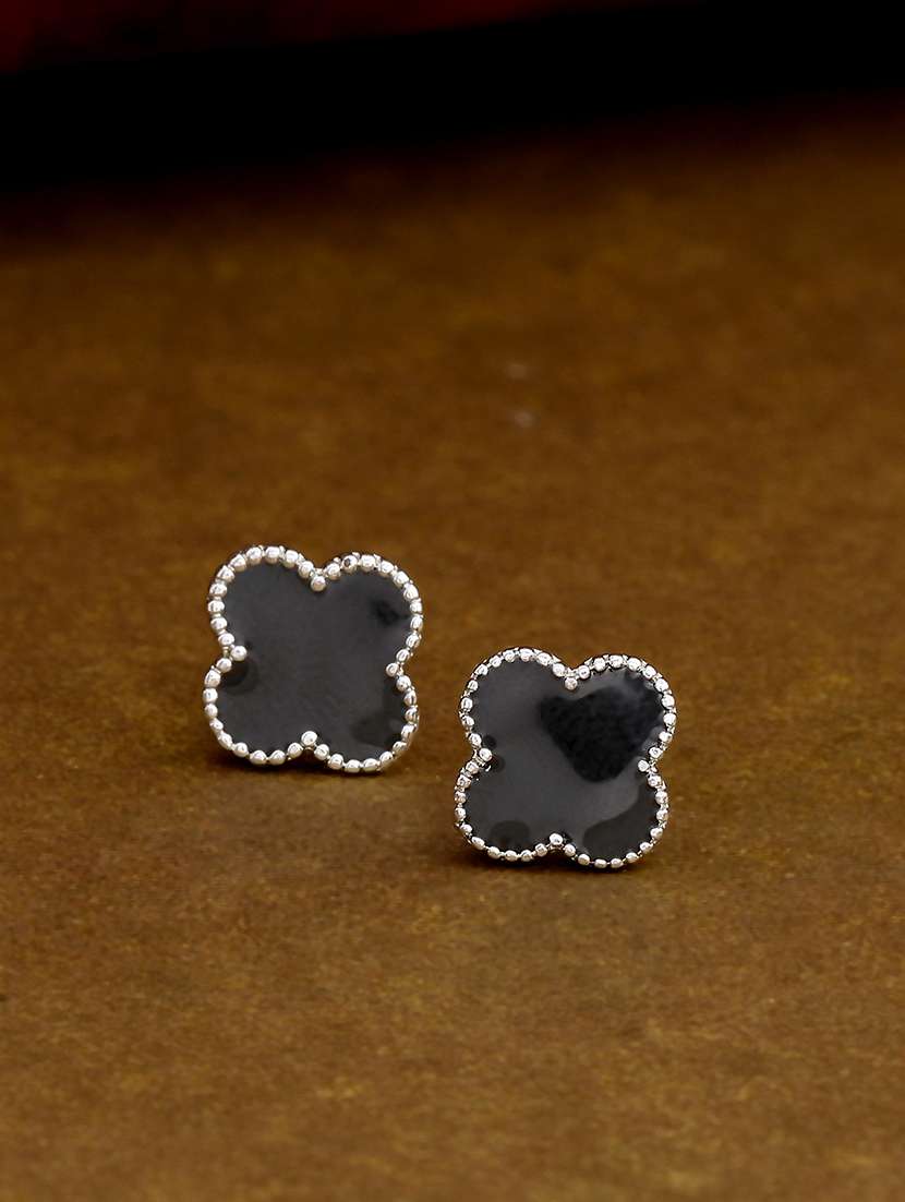 blue metal studs earring