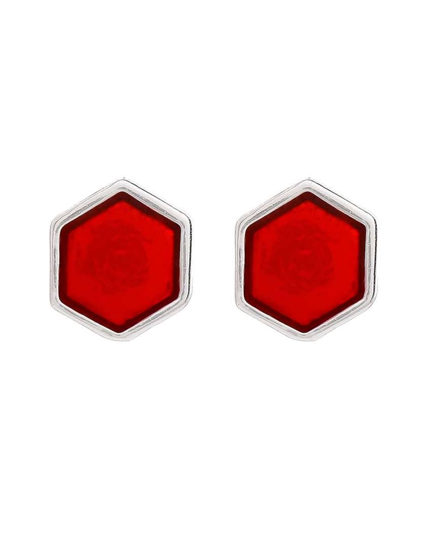 red metal studs earring - 17327925 - Standard Image - 3