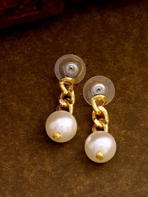 white metal drop earring - 17327931 - Standard Image - 0