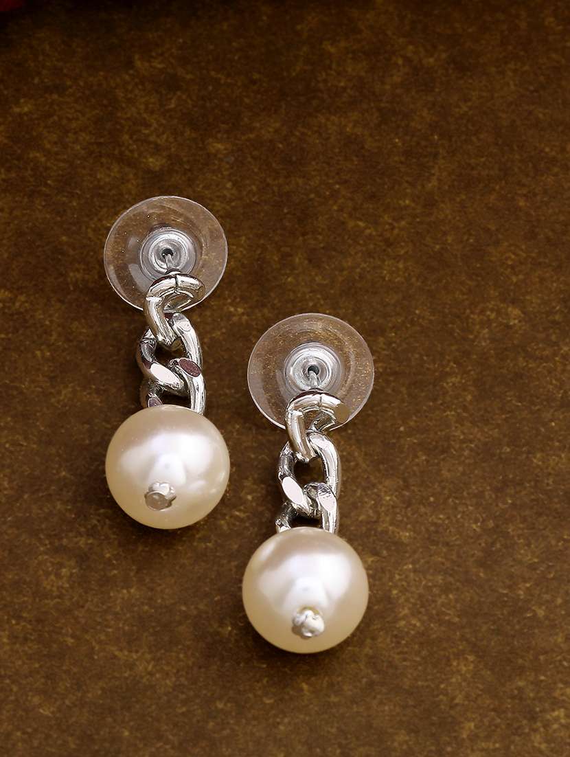 white metal drop earring - 17327932 - Zoom Image - 0