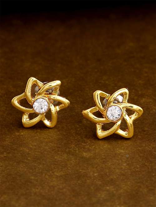 gold metal studs earring - 17327952 - Standard Image - 0