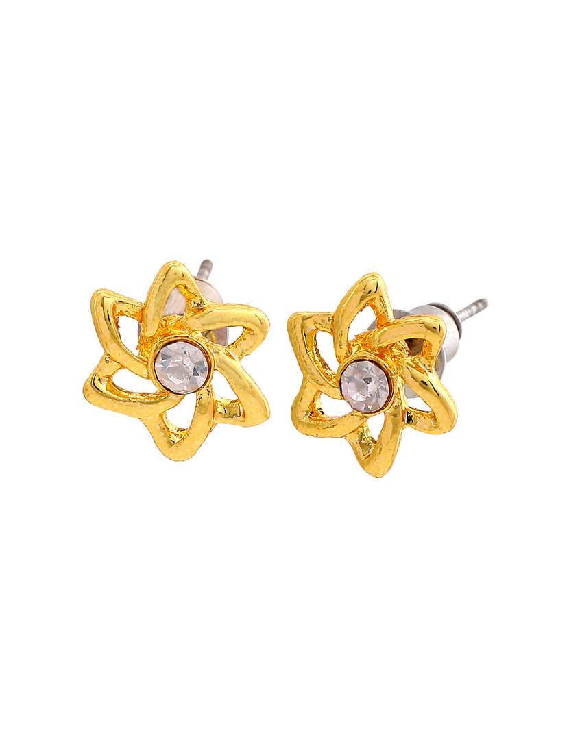 gold metal studs earring - 17327952 - Standard Image - 3