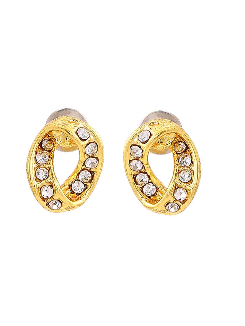 gold metal studs earring - 17327967 - Standard Image - 3