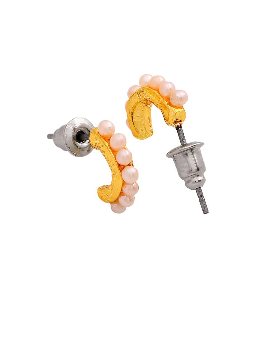 gold metal studs earring - 17327969 - Standard Image - 3