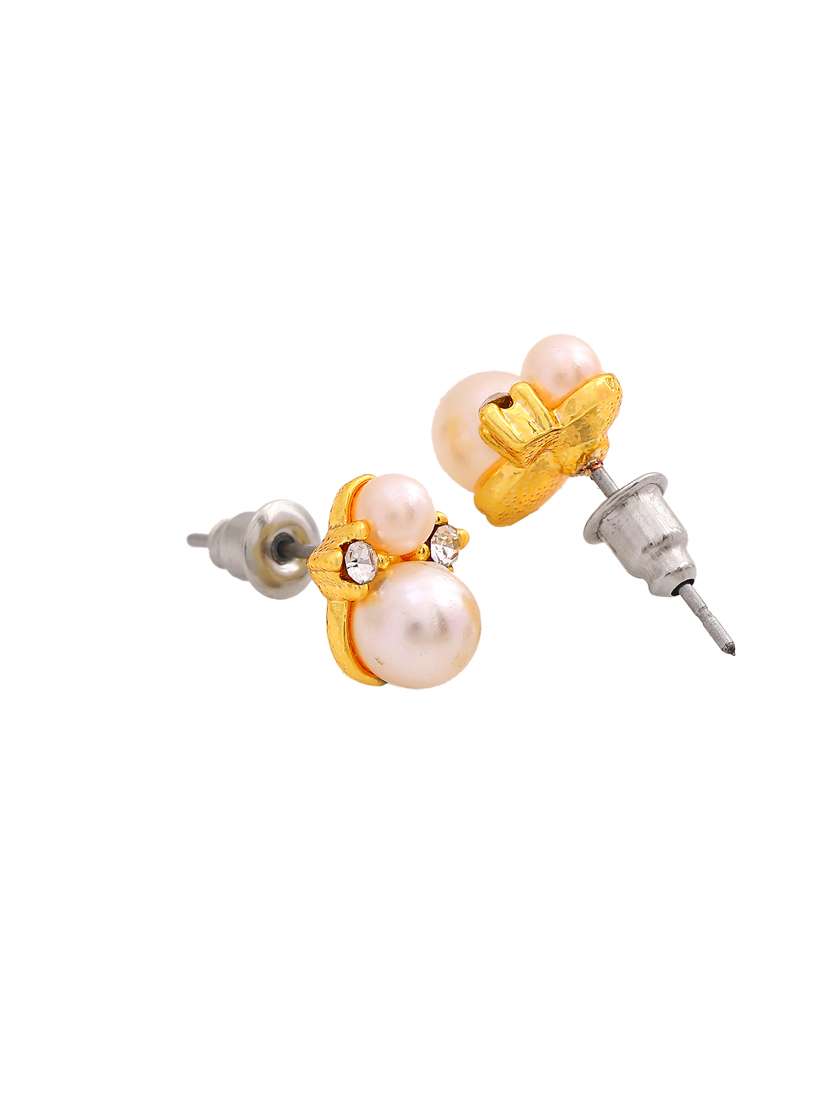 gold metal studs earring - 17327972 -  Standard Image - 3