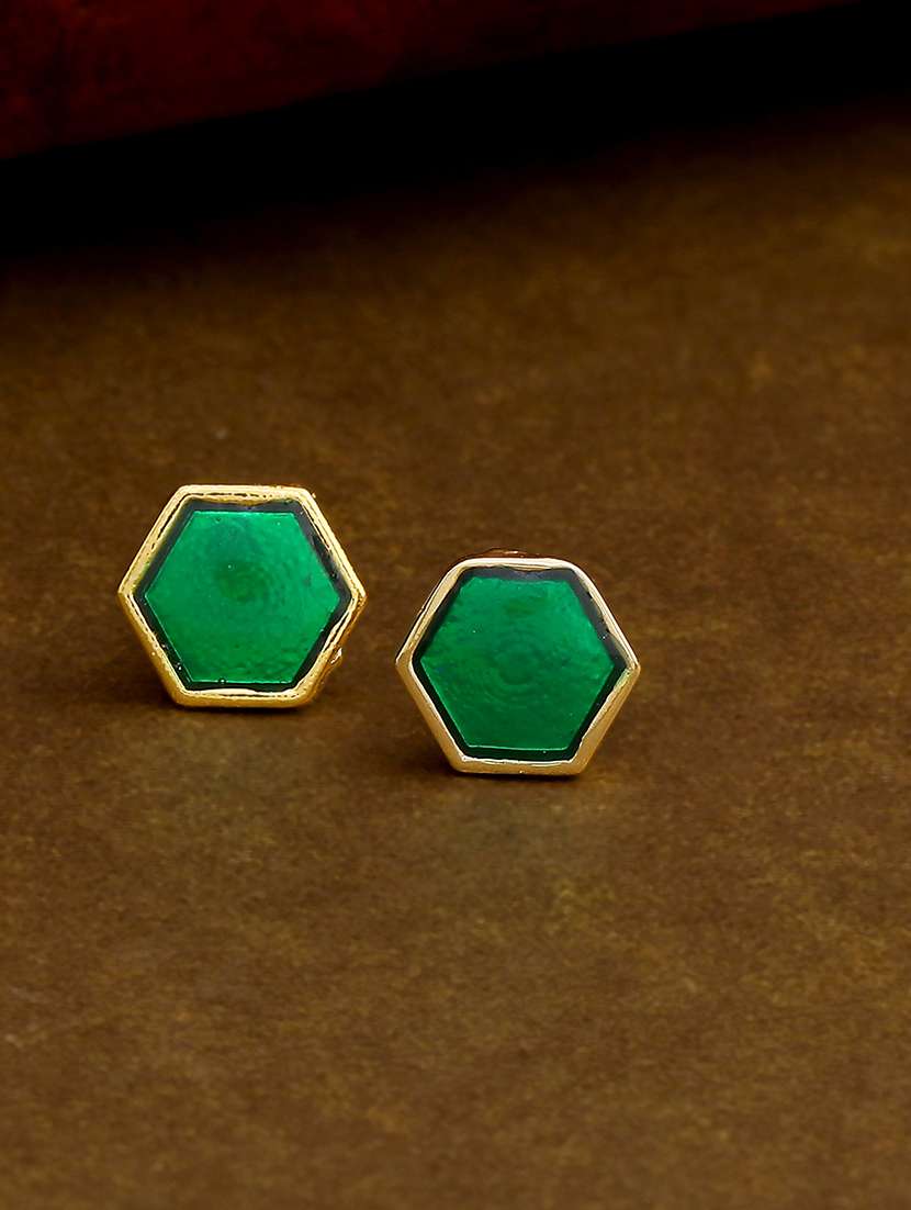 green metal studs earring - 17327979 - Zoom Image - 0