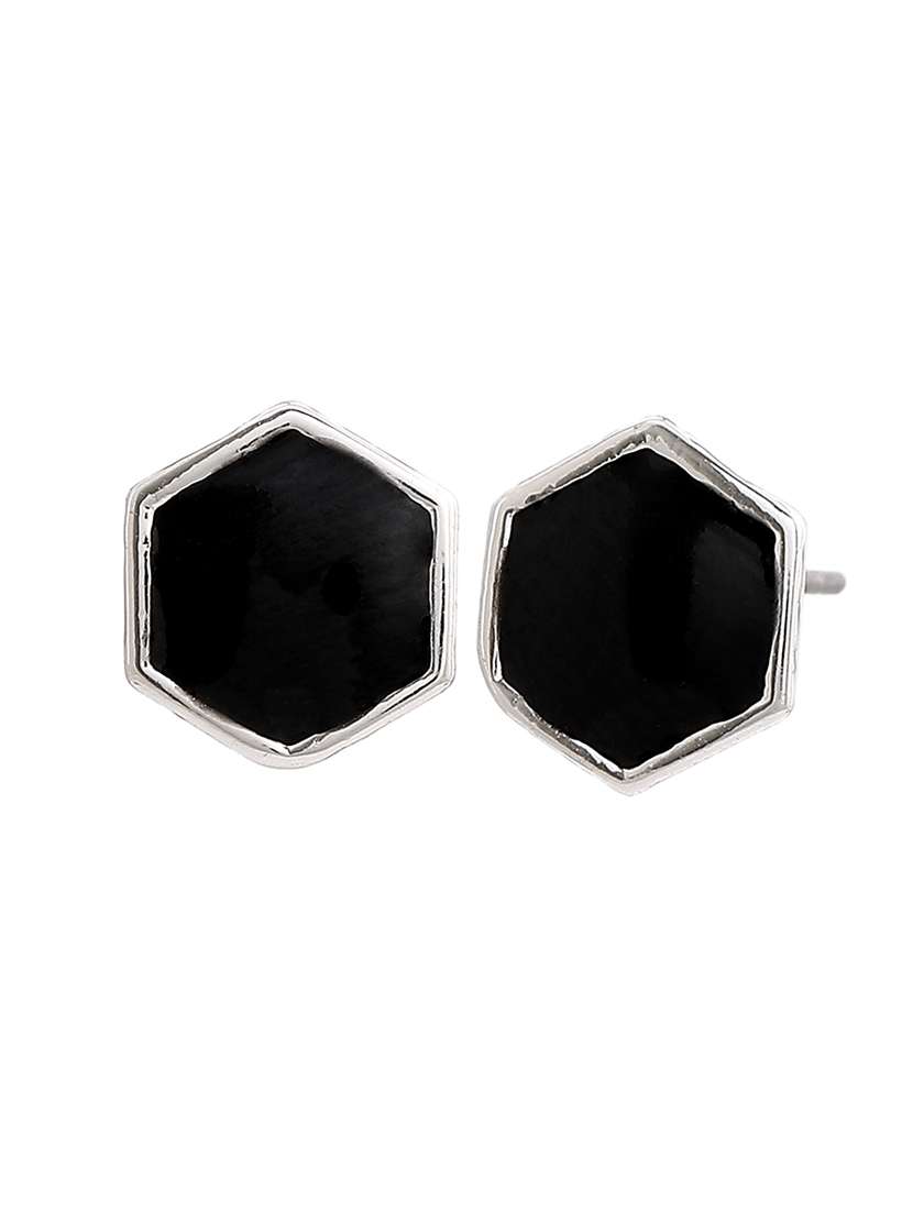 black metal studs earring - 17327980 - Standard Image - 3