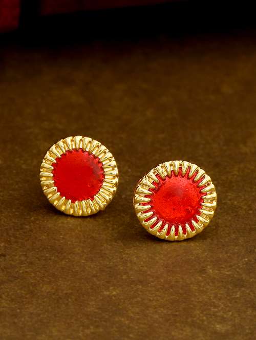 red metal studs earring - 17327981 - Standard Image - 0