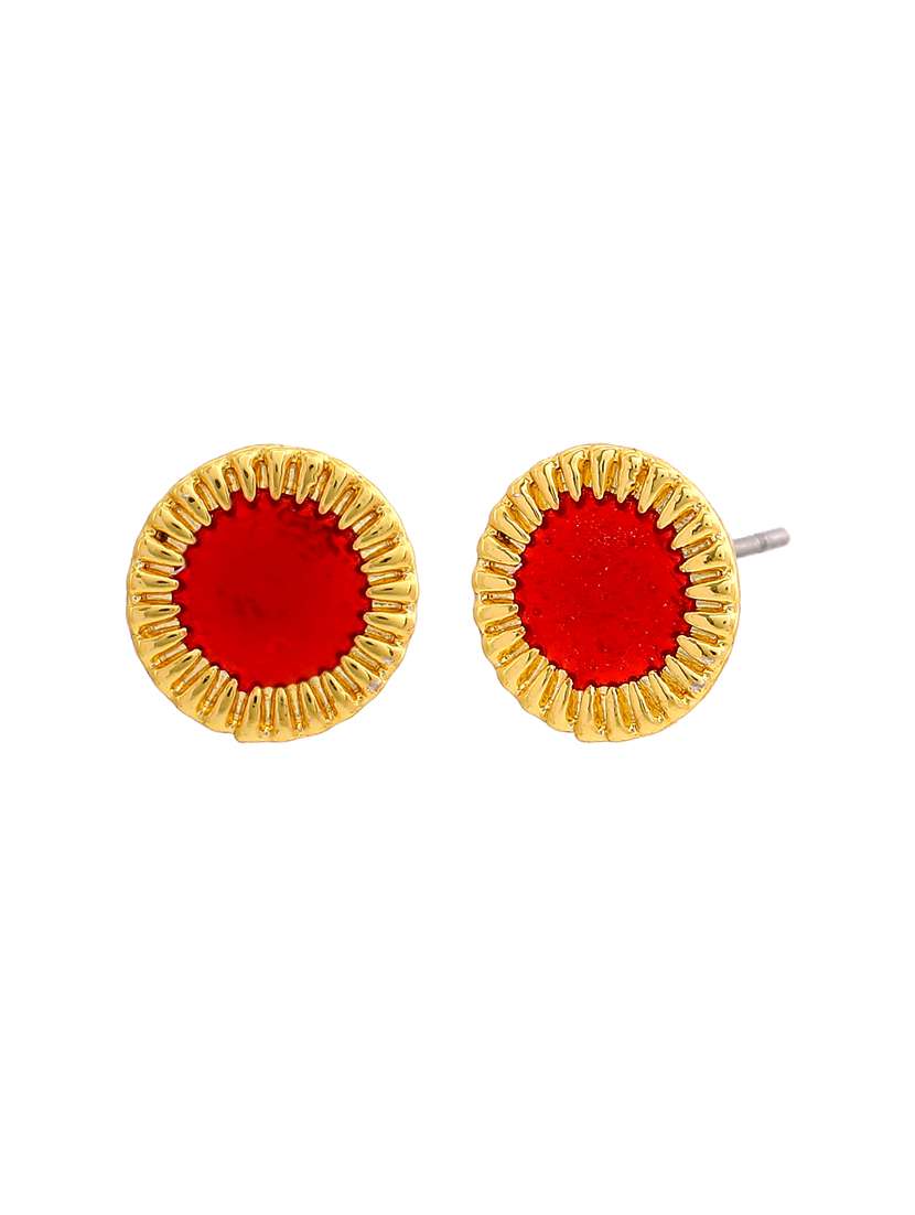 red metal studs earring - 17327981 - Standard Image - 3