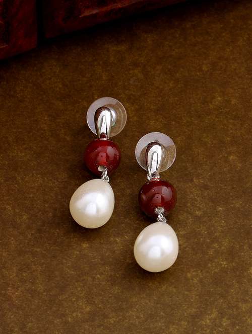 red metal drop earring - 17328012 - Standard Image - 0