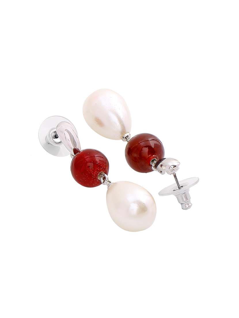 red metal drop earring - 17328012 - Standard Image - 3