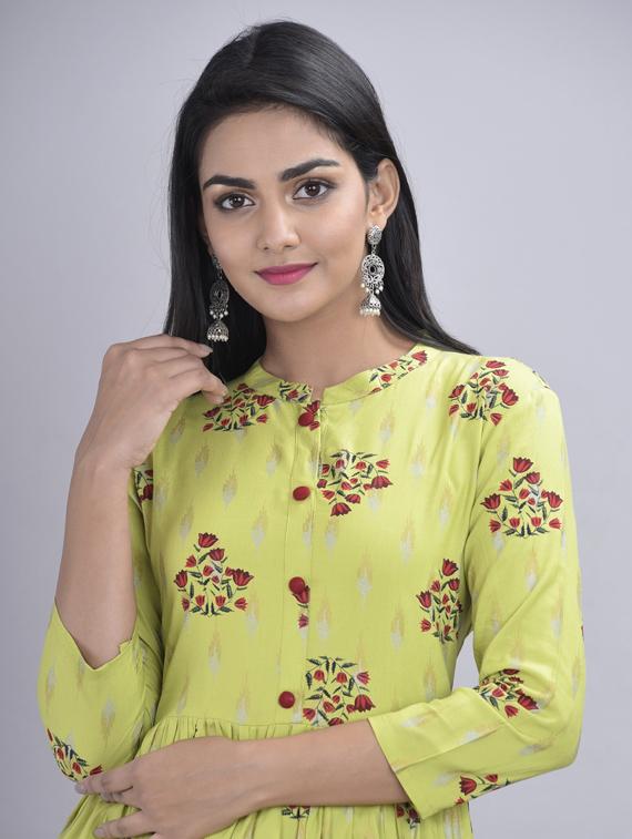 floral print flared ethnic dress - 17328283 - Standard Image - 3