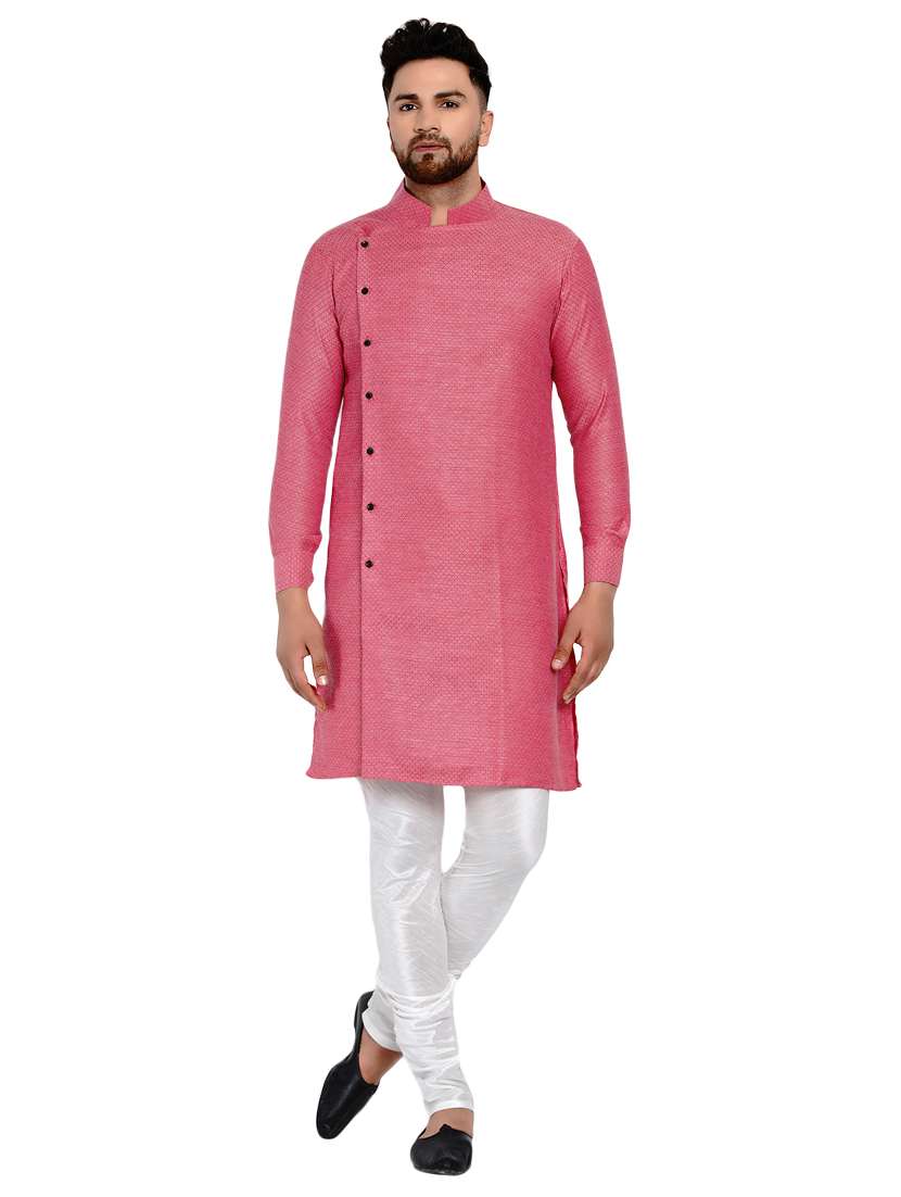 pink checkered long kurta