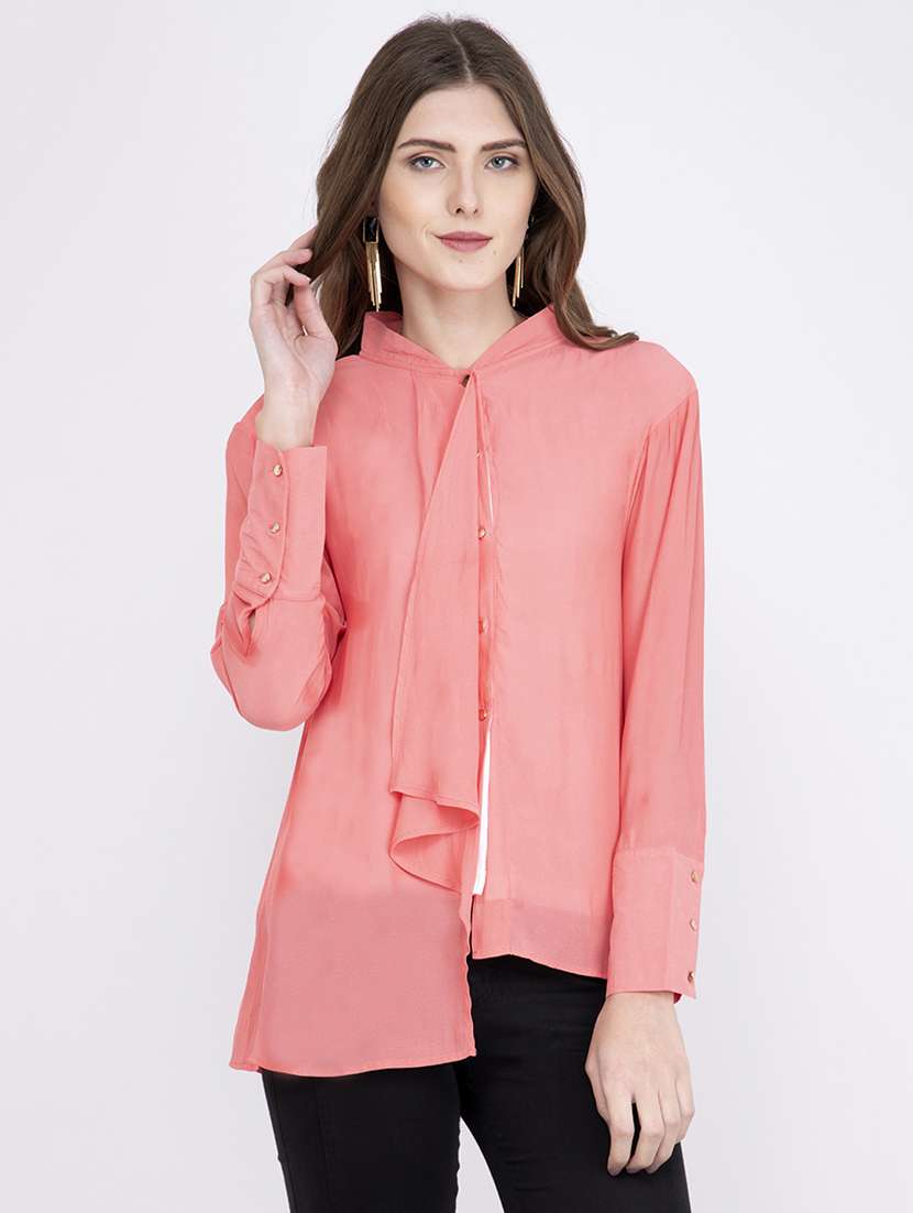 women's asymmetric tie-up neck top