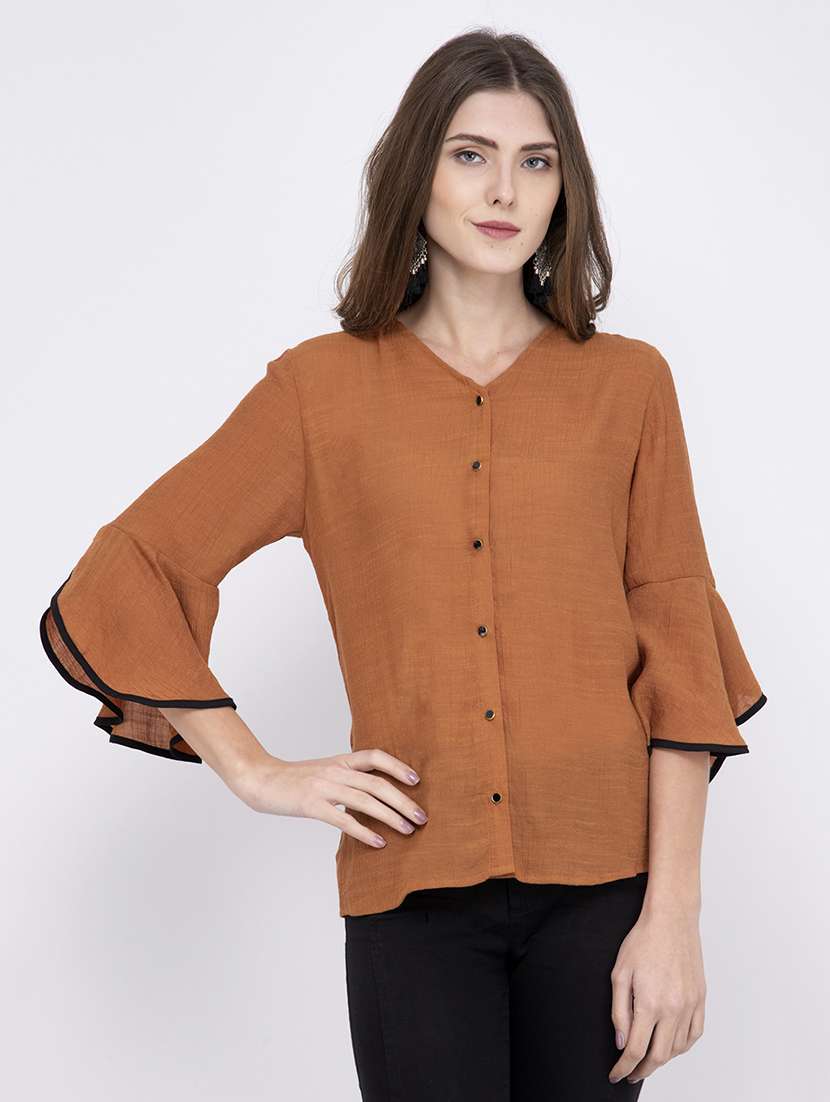 women's straight v neck top