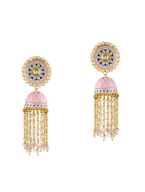 gold brass jhumka earring - 17333790 - Standard Image - 0