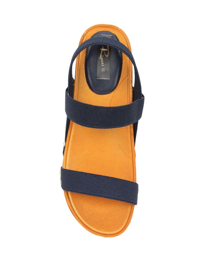 blue leatherette slip on sandals - 17334021 - Standard Image - 3