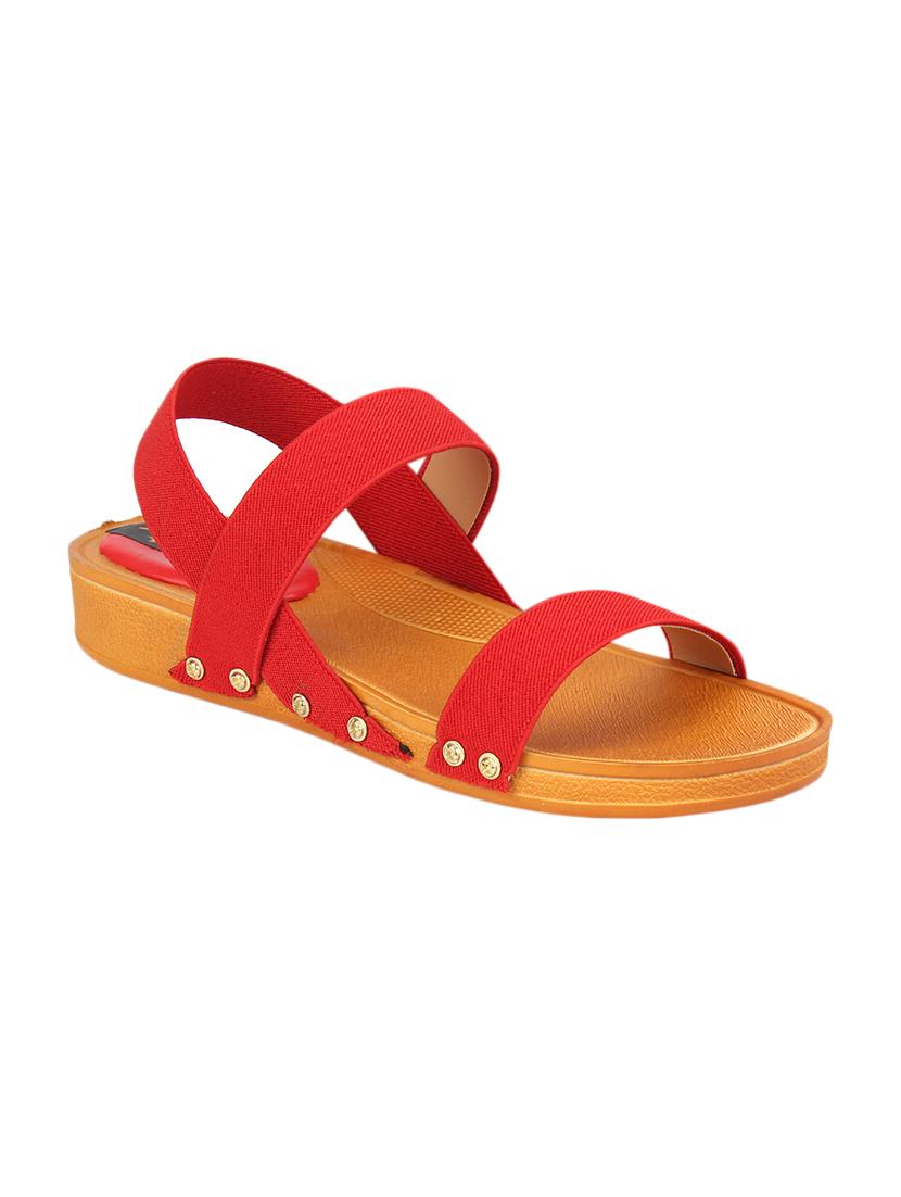 red leatherette slip on sandals - 17334025 - Zoom Image - 0