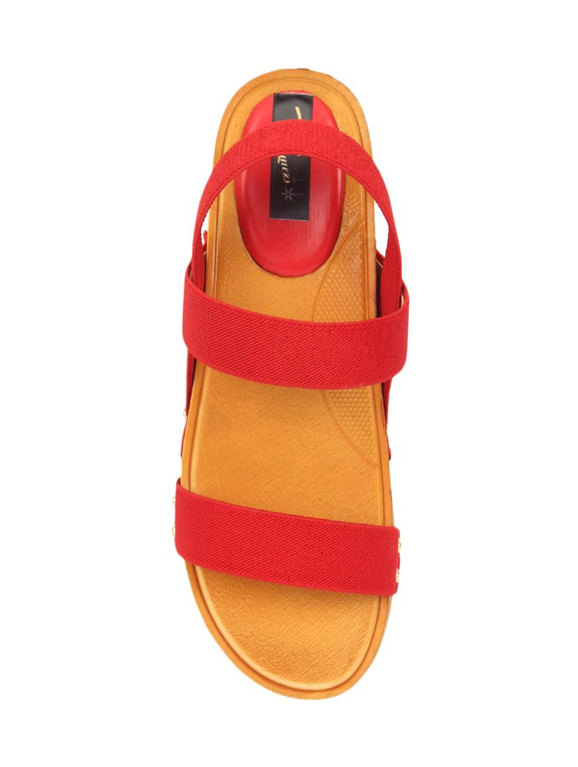 red leatherette slip on sandals - 17334025 - Standard Image - 3