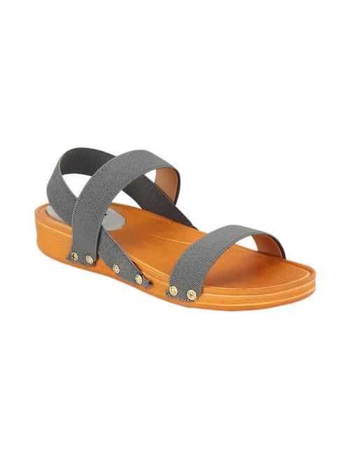 grey leatherette slip on sandals - 17334026 - Standard Image - 0