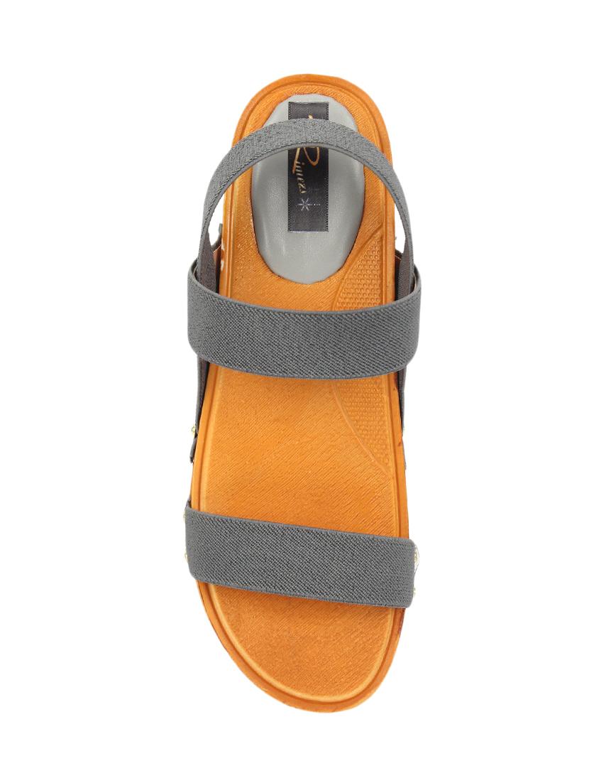 grey leatherette slip on sandals - 17334026 - Standard Image - 3