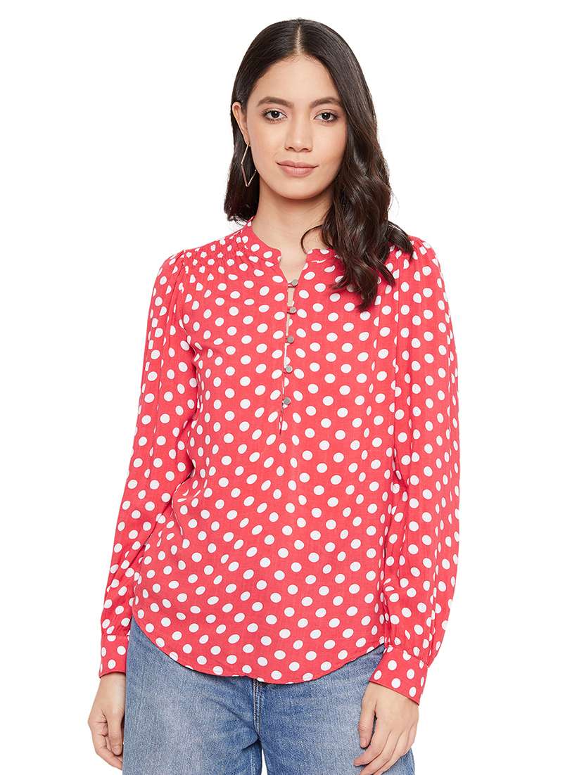 women's straight mandarin neck top