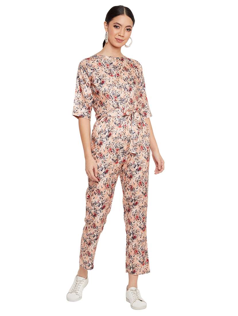 tie front floral jumpsuit 
