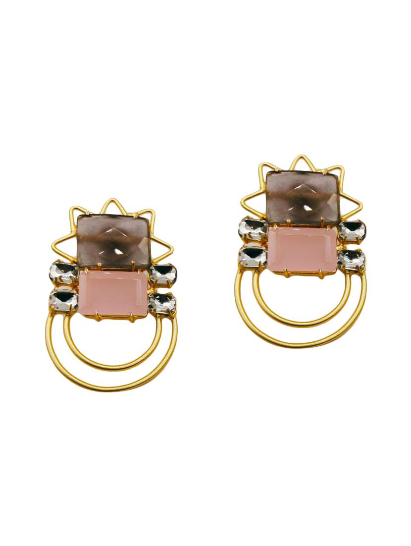 pink brass studs earring - 17334804 -  Zoom Image - 0