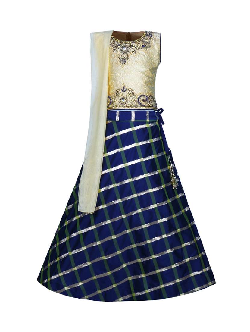 navy blue silk blend lehenga choli