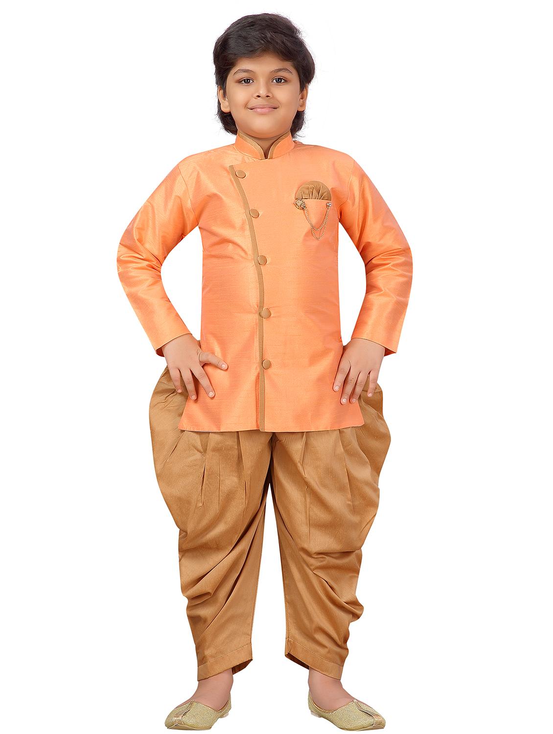 orange silk kurta set - 17336187 - Zoom Image - 0