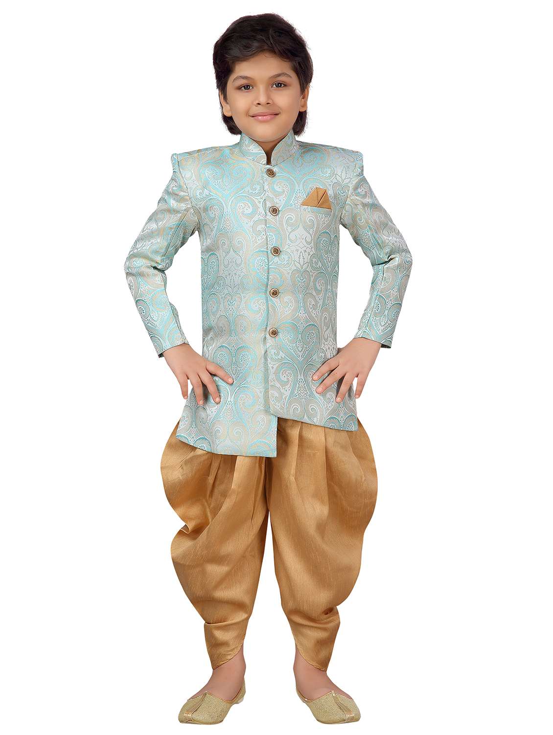 light blue polyester kurta set - 17336190 -  Zoom Image - 0