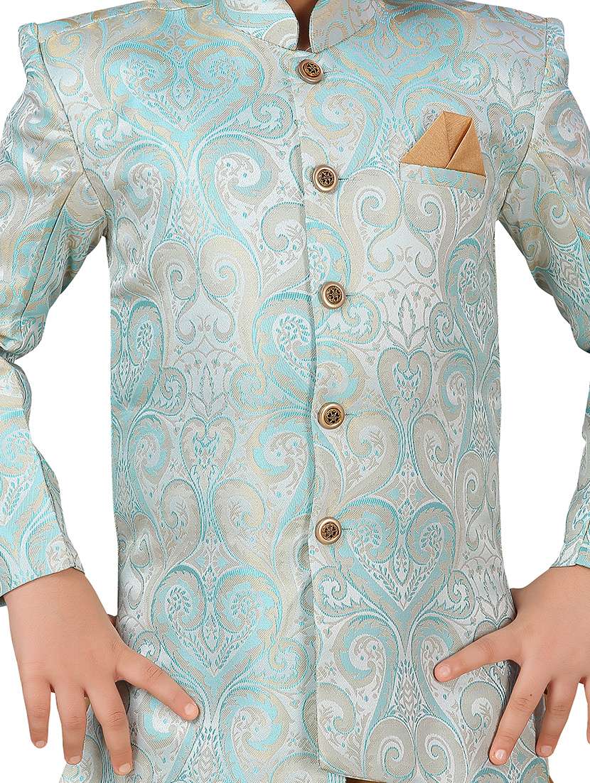 light blue polyester kurta set - 17336190 - Standard Image - 3