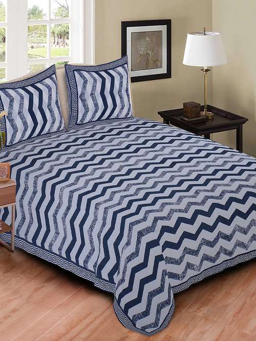 texstylers 100% cotton jaipuri block printed geometric double bedsheet with 2 pillow covers - 17336640 -  Standard Image - 0