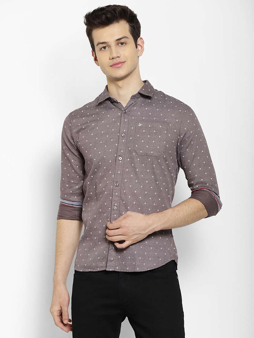 mens micro print casual shirt