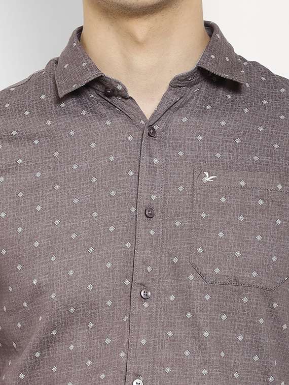 mens micro print casual shirt - 17336941 - Standard Image - 5