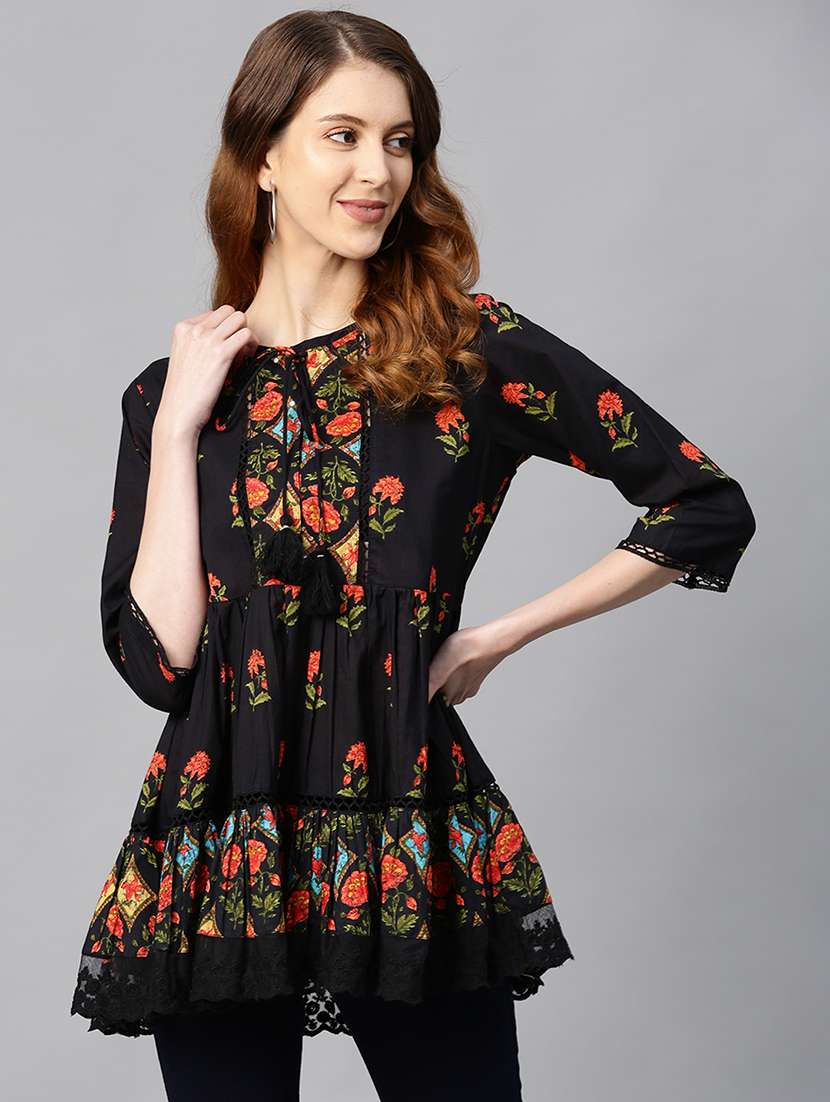 women's peplum tie-up neck top