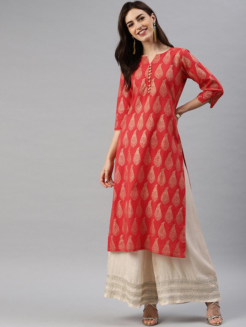paisley straight kurta - 17338929 - Zoom Image - 0