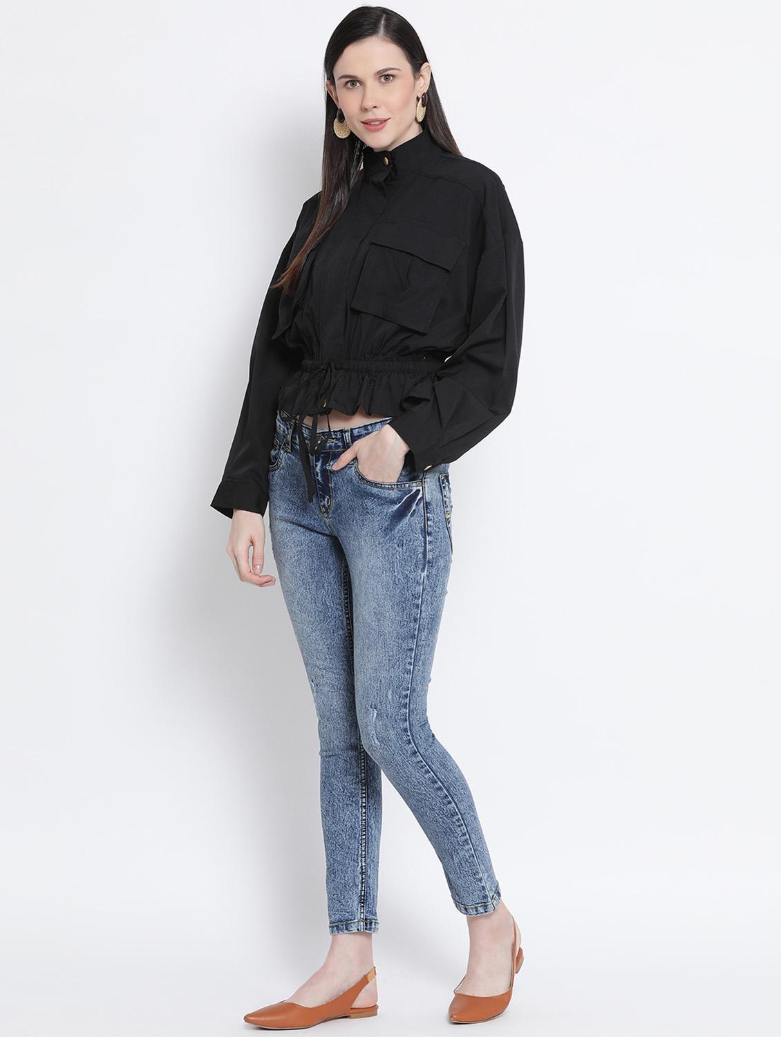 drawstring peplum jacket - 17341441 - Standard Image - 3
