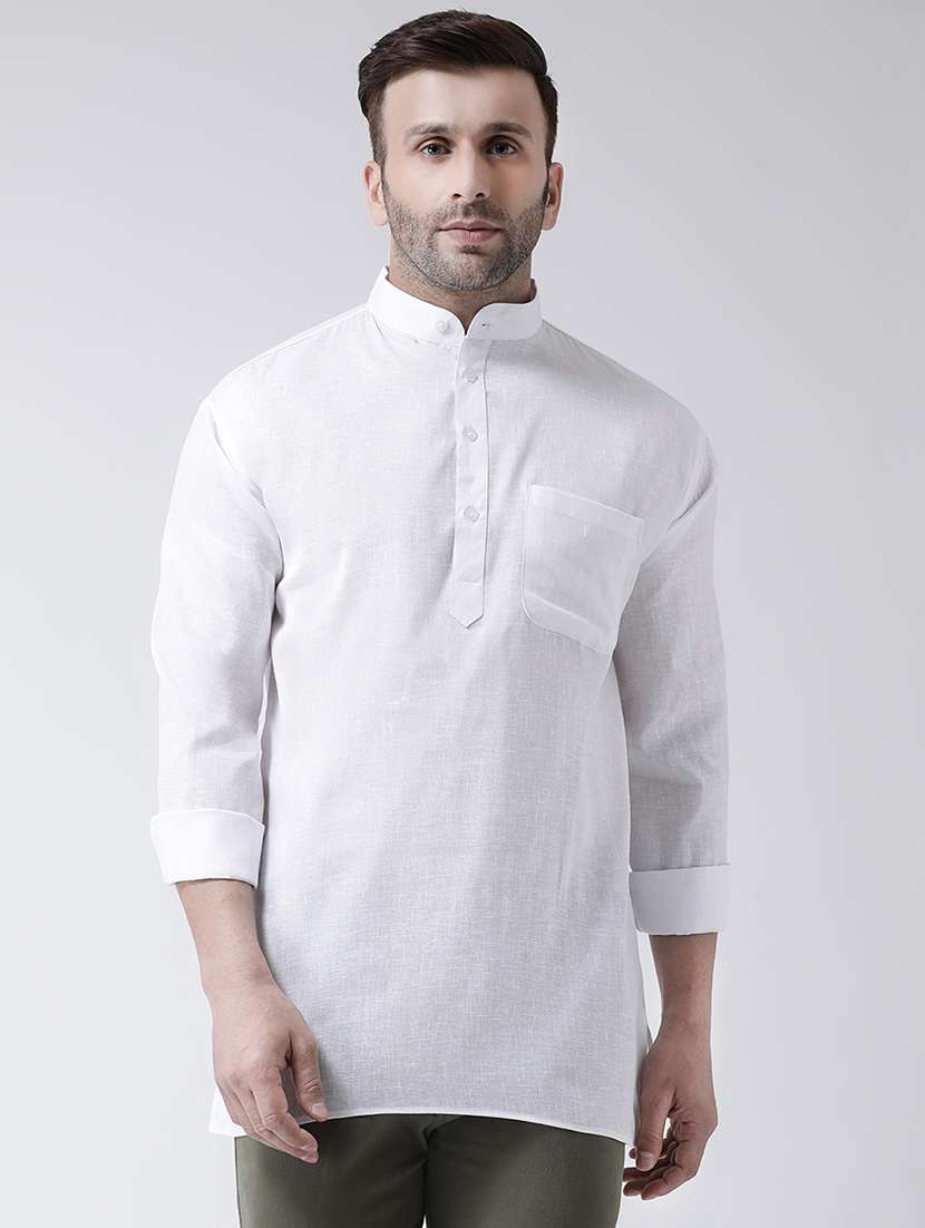 white solid short kurta
