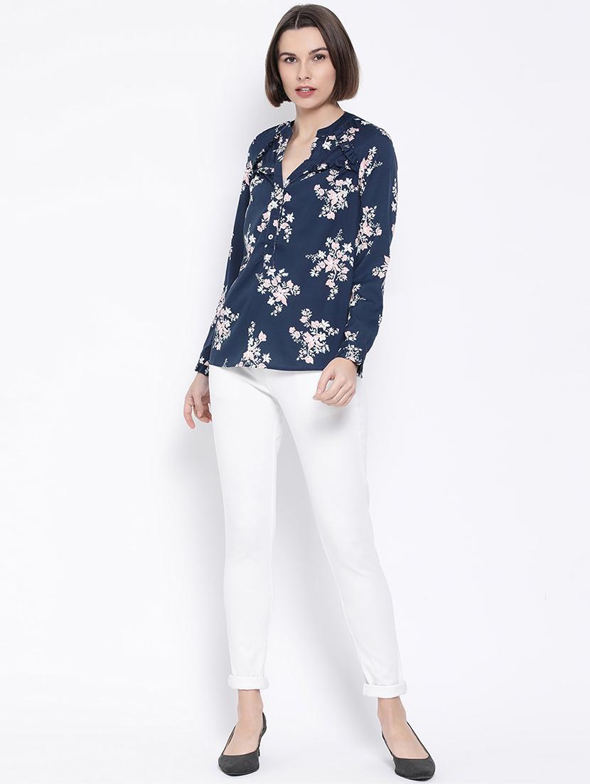 mandarin neck floral top - 17341736 - Standard Image - 3