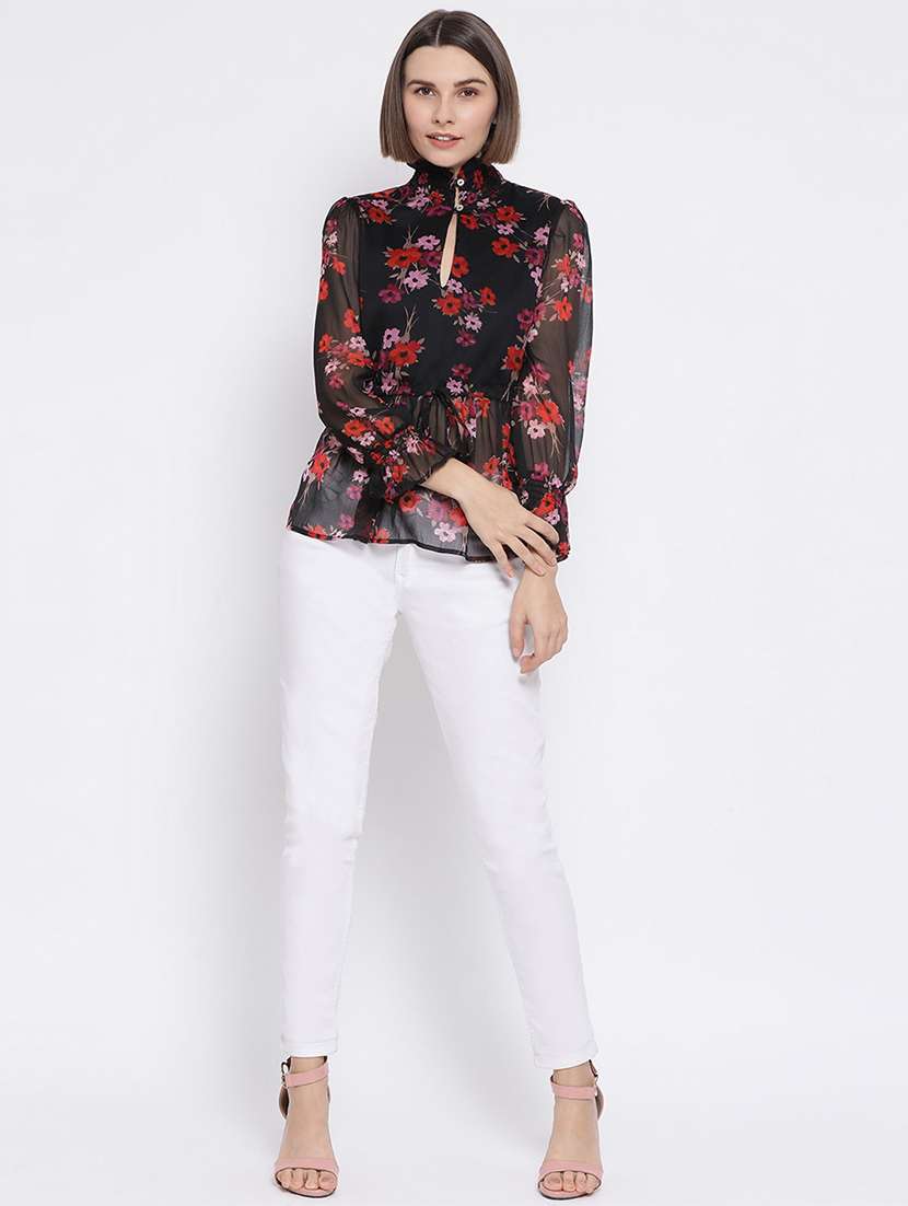 women's peplum mock neck top - 17341750 - Standard Image - 3
