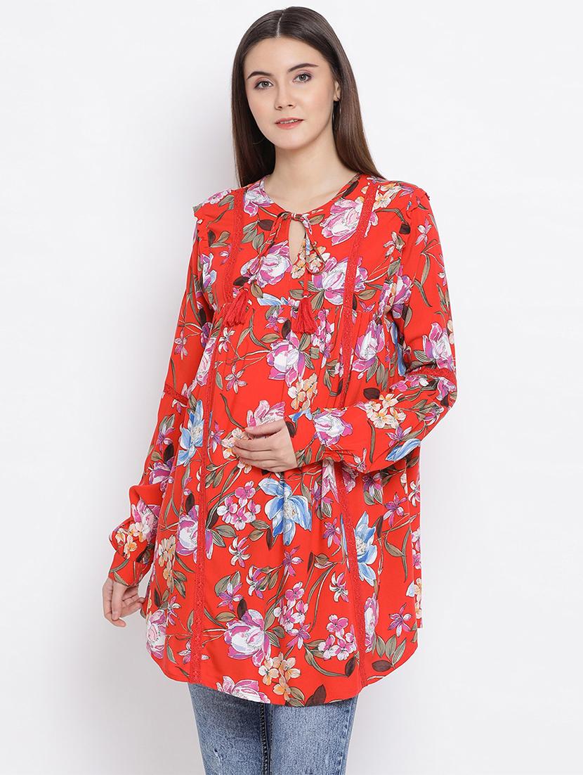 tie front floral maternity top - 17341802 - Zoom Image - 0