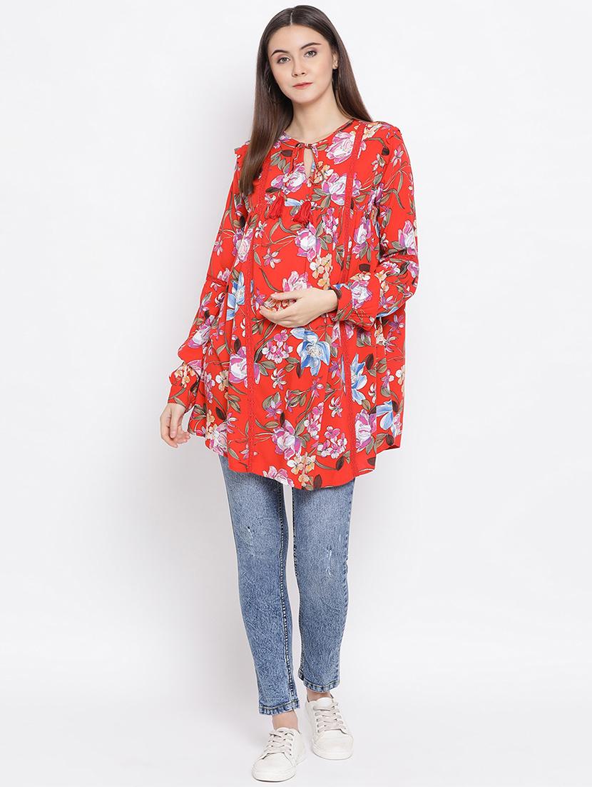 tie front floral maternity top - 17341802 - Standard Image - 3
