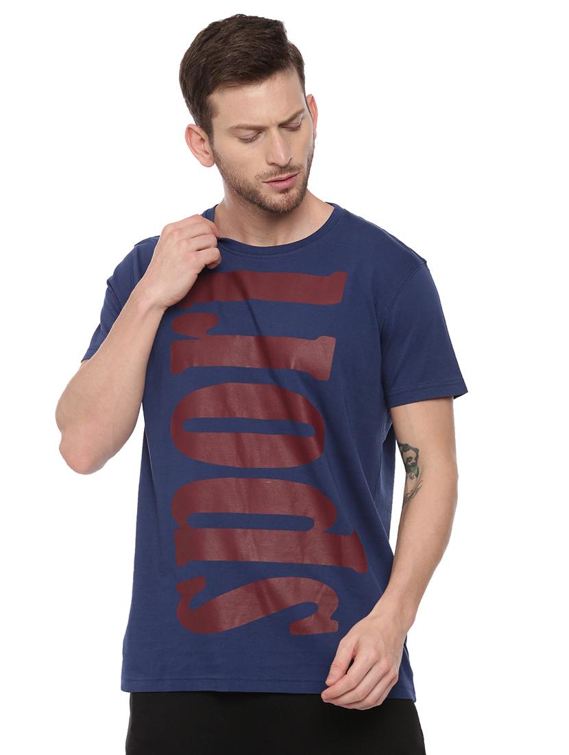 navy blue front print t-shirt