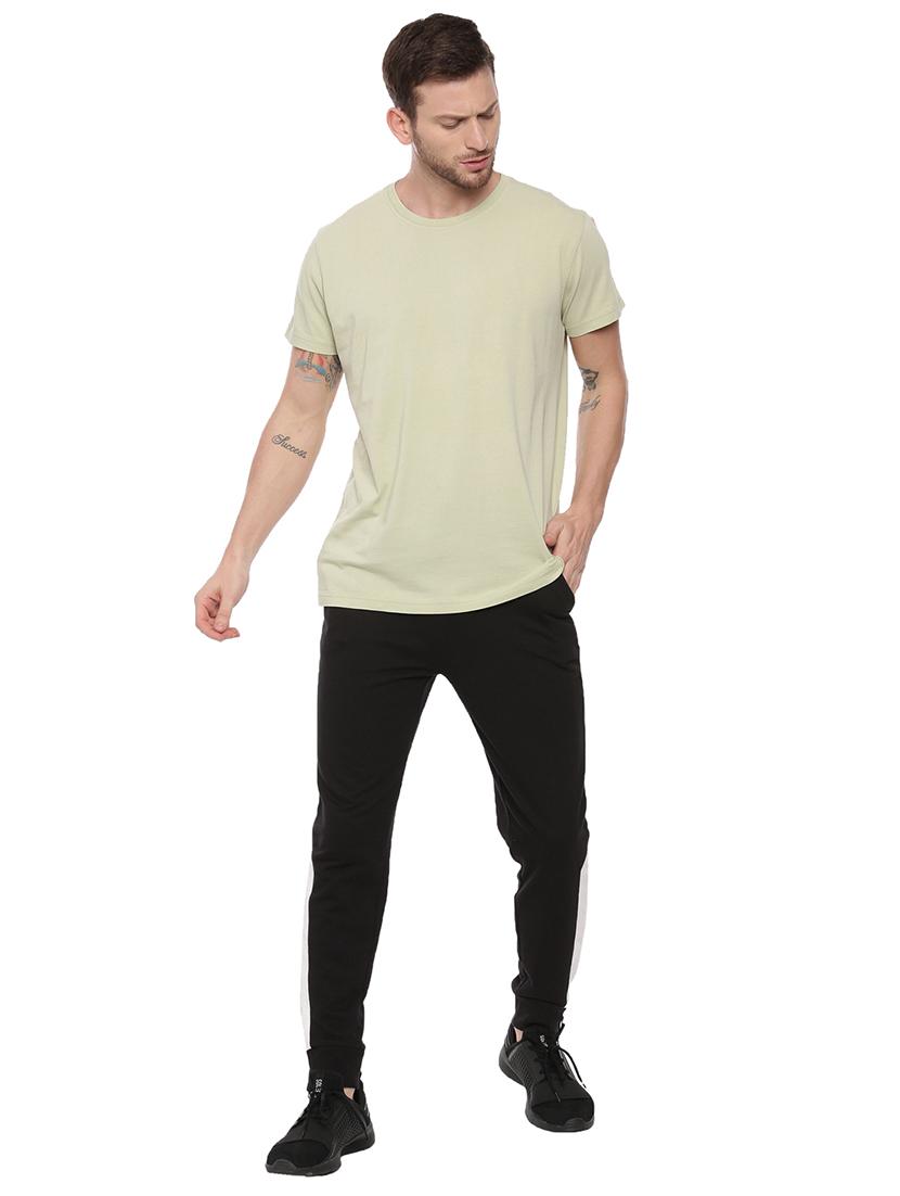 olive green solid taped t-shirt - 17342248 - Standard Image - 3